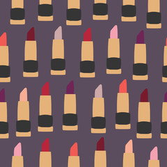 Wall Mural - Seamless patterns with flat lipsticks