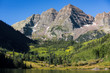 Maroon Bells with Lake in Fall