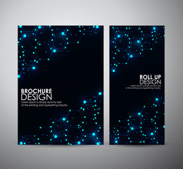 Wall Mural - abstract blue background hexagons. brochure business design template or roll up.