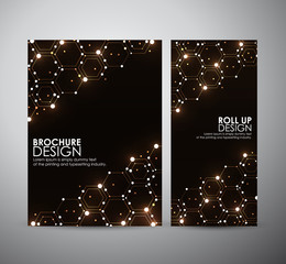 Wall Mural - Abstract gold background hexagons. Brochure business design template or roll up. 