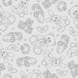 Vector seamless background with hand drawn toys for kids.
