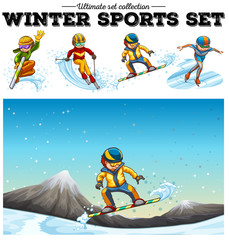 Sticker - People playing winter sports