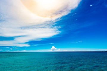 Wall Mural - Halo phenomenon, white rainbow, circle of light, seascape. Okinawa, Japan.