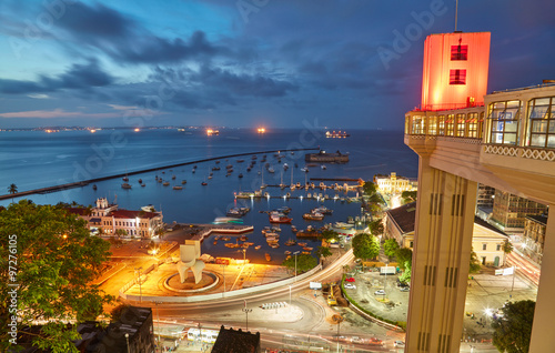 Fotografie, Obraz Sunset view of Salvador City in Bahia, Brazil