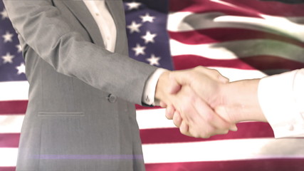 Poster - Business handshake against american flag