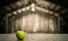 Green Apple On Vintage Table