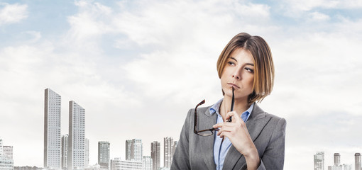 portrait of an executive young woman worried