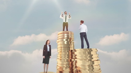 Poster - Composite video of business people on podium
