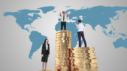 Poster - Composite video of business people on podium