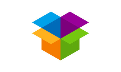 Poster - open box colorful logo design template
