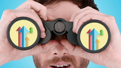 Poster - Man looking through binoculars 