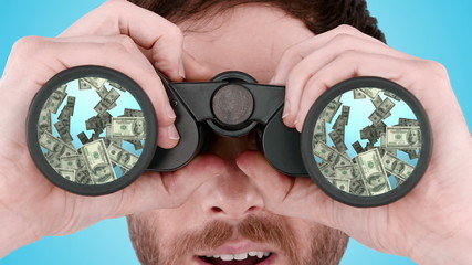 Poster - Man looking through binoculars 