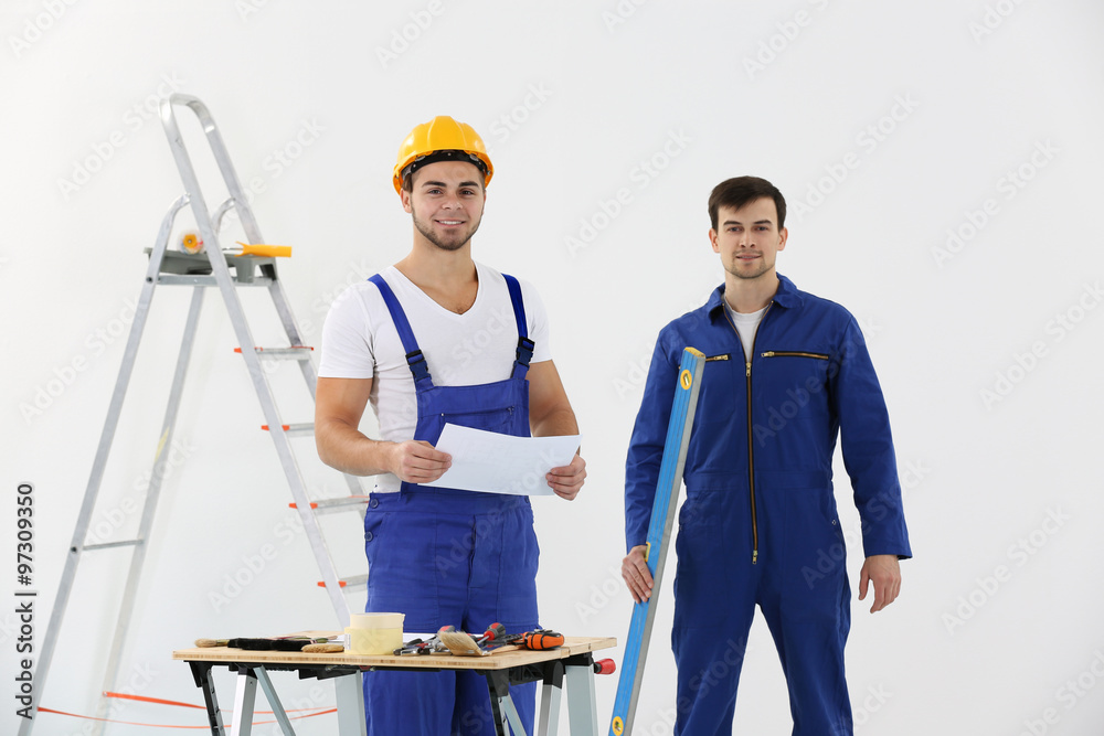 Workers in apartment