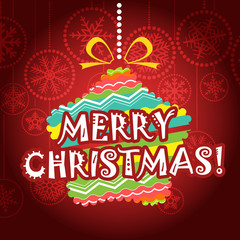 Poster - Vintage style Christmas greeting card with christmas bauble