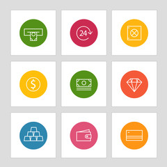 Aufkleber - Different line style icons on circles. Application pictograms co