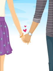 Sticker - Lovey Dovey Teen Couple Holding Hands