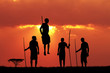 Masai dance at sunset