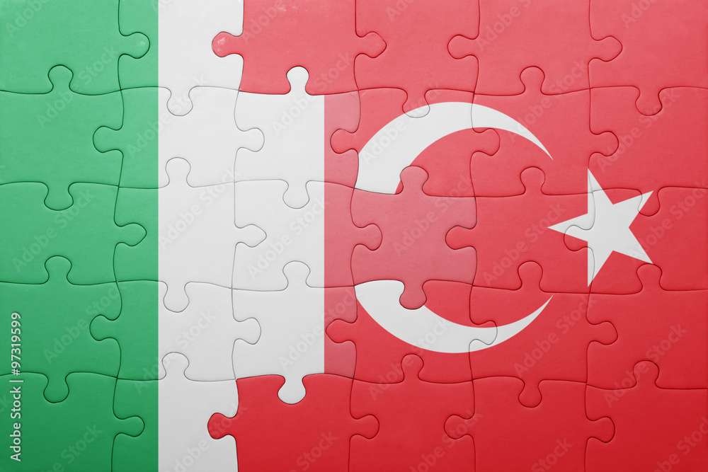puzzle with the national flag of turkey and italy Stock Photo | Adobe Stock