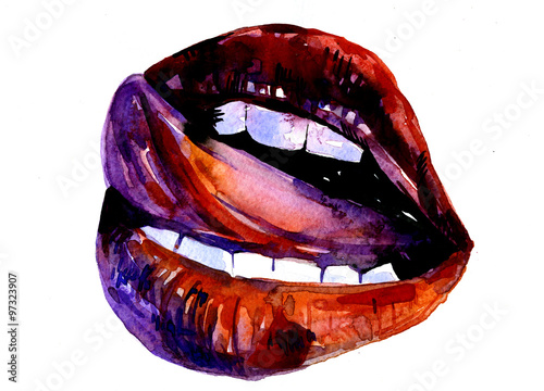 Naklejka dekoracyjna Sensual lips with tongue