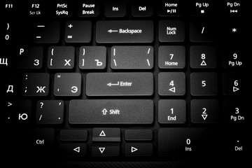 Poster - Electronic collection - laptop keyboard. The focus on the Enter