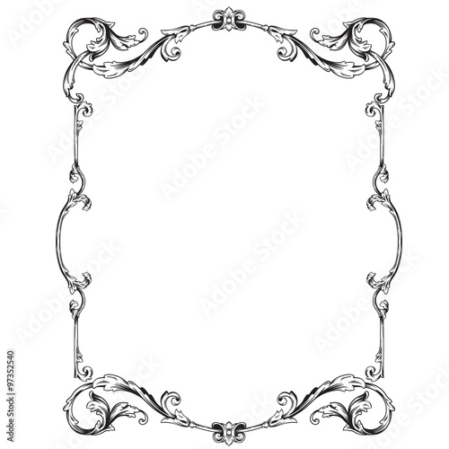 Fotografía Premium Gold vintage baroque frame scroll ornament engraving border floral retro