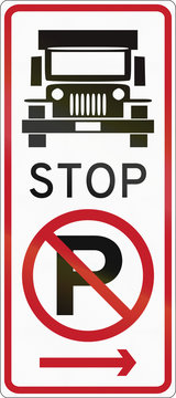 Road sign in the Philippines - No parking, truck stop