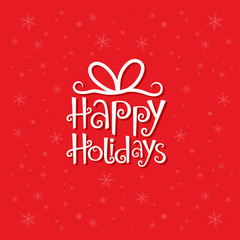 Sticker - HAPPY HOLIDAYS in festive handdrawn font with ribbon