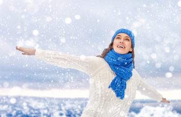 Wall Mural - woman on a winter walk