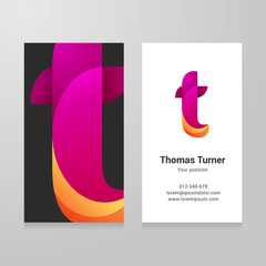 Wall Mural - Modern letter t twisted Business card template