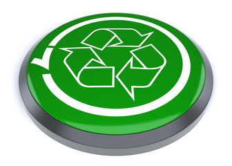 Poster - Green Button Recycler. Digitally generated 3d image.