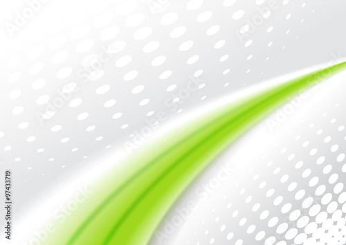 Abstract backround 3D, wavy green lines on grey dots background