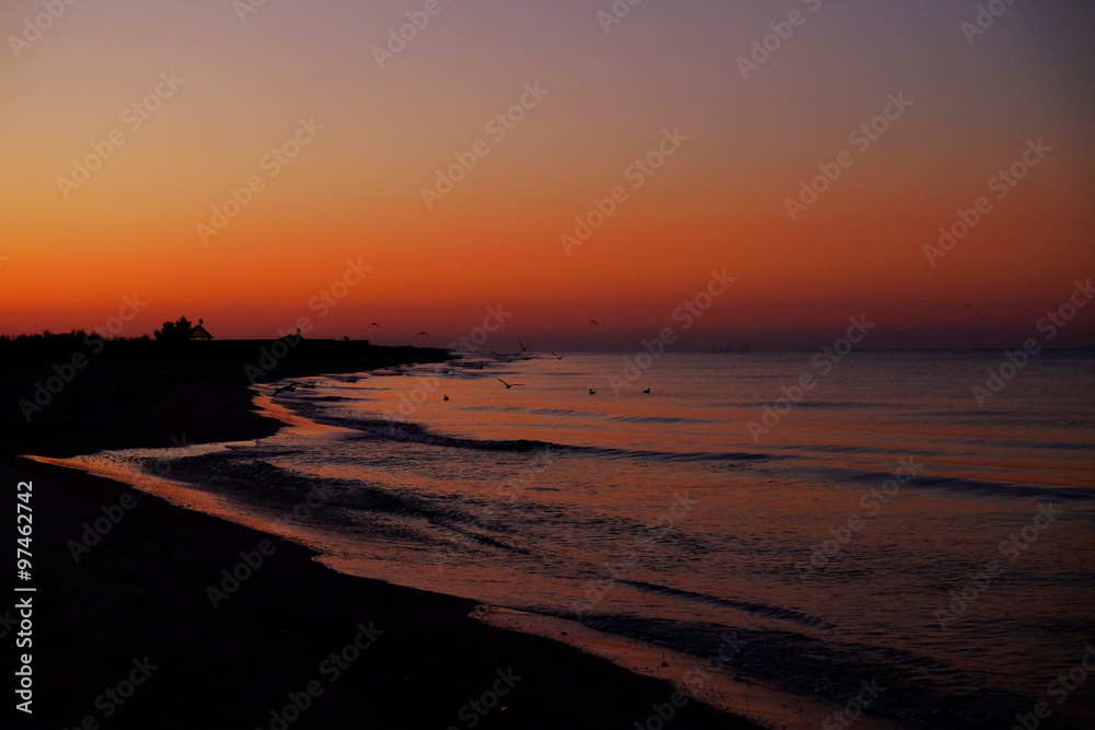 Beautiful sunset on seascape
