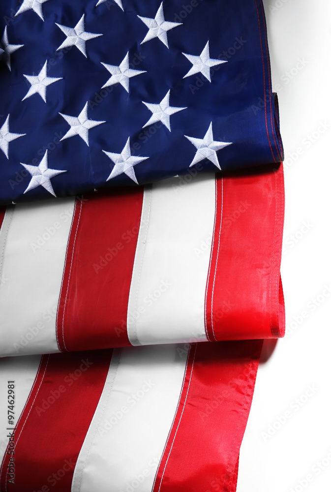 Part of American National Flag isolated on white