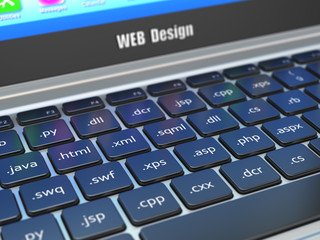 web design development concept, programming or seo termnes on t