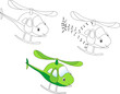 Cartoon helicopter. Vector illustration. Coloring and dot to dot