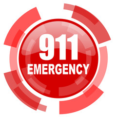 Fototapete - number emergency 911 red glossy web icon