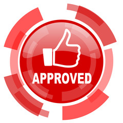 Poster - approved red glossy web icon