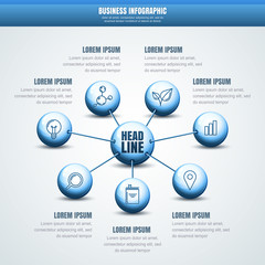 Vector business infographic. Abstract molecular structure backgr