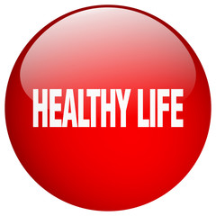 healthy life red round gel isolated push button