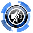 mute black blue glossy web icon