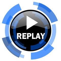 Poster - replay black blue glossy web icon
