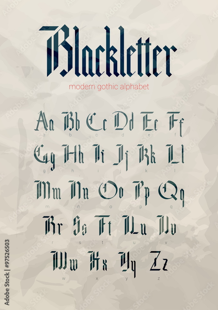 Blackletter modern gothic font. Stock Vector | Adobe Stock