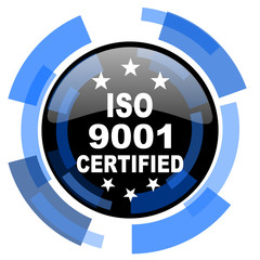 Aufkleber - iso 9001 black blue glossy web icon