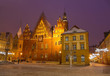 night lights of the city on Christmas night in Wroclaw