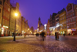 Fototapeta Paryż - night lights of the city on Christmas night in Wroclaw