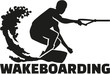 Wakeboarding word with boarder silhouette