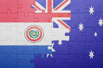puzzle with the national flag of paraguay and  australia