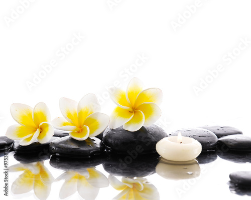 Naklejka na kafelki frangipani ,candle with therapy stones