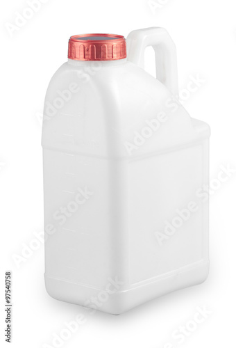 Stampe Collection of White plastic container with red cap on white
