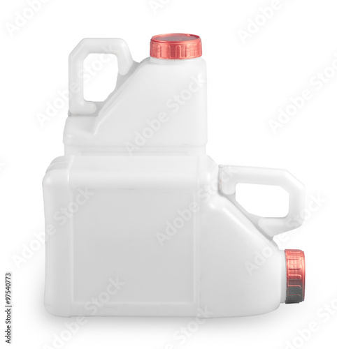 Stampe Collection of White plastic container with red cap on white